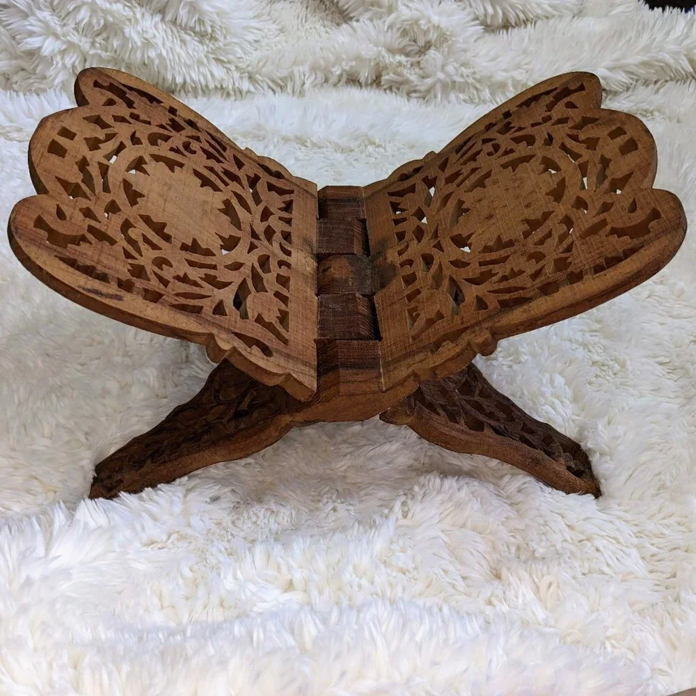 Carved Wooden Rehal Book Stand